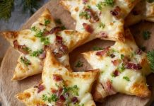 erzhafte Weihnachtssterne aus Blätterteig (nach Flammkuchen-Art)