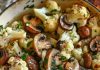 Blumenkohl Champignons Pfanne mit Knoblauch in 15 Minuten!