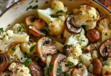 Blumenkohl Champignons Pfanne mit Knoblauch in 15 Minuten!