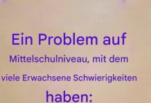 Eine Mathematikaufgabe auf Mittelschulniveau, an deren Lösung viele Erwachsene Schwierigkeiten haben