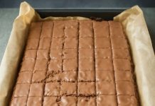 Ein einfacher, herrlich saftiger Schokoladenkuchen, der auf dem Blech gebacken