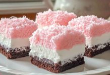 Nach 30 Minuten bereit, nach 2 Minuten weg, Pink Kokos-Schnitten!