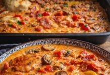 Räuberfleisch mit 250 g Champignons die ganze Familie liebt das