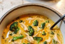 Brokkoli Hähnchensuppe mit Käse in 20 Minuten fertig!