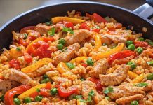 Paprika Reispfanne mit Hähnchen, oohhh… würzig, bunt und richtig schön sättigend