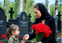 „Als das Mädchen aus dem Gefängnis kam, brachte sie zuerst einen Blumenstrauß zum Grab ihres Mannes. Als sie sich bückte, um die Blumen niederzulegen, bemerkte sie, wie sich die Tochter des Friedhofswärters versteckte. Sie rief sie zu sich und gab ihr ein Bonbon. Da hörte sie, wie das Mädchen flüsterte: „Tante, dort ist niemand. Möchtest du, dass ich dir ein Geheimnis erzähle?“ Die Frau war sprachlos über diese Worte und begann aufmerksam zuzuhören…😲😲😲“