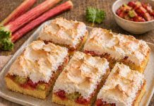 Rhabarber-Blechkuchen mit Baiser