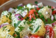 Griechischer Kartoffelsalat den ich 2x in Woche bereite