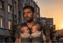 Er war nur ein müder Vater, der mit einer Werkzeugkiste in der einen Hand und zwei Babys auf der Brust nach Hause kam. Die Menschen blickten ihn voller Mitleid an. Niemand ahnte, was aus diesen Kindern Jahre später werden würde.